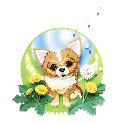 4月／愛玩犬：ロングコート・チワワ